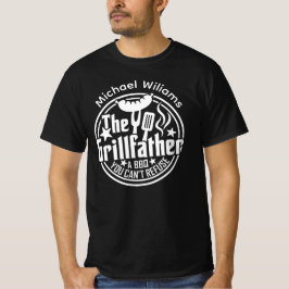 Zwart Wit Papa Gepersonaliseerde BBQ Grillfather T-shirt