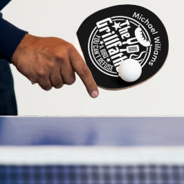 Zwart Wit Papa Gepersonaliseerde BBQ Grillfather Tafeltennisbatje