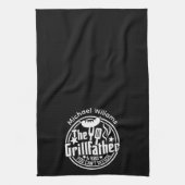 Zwart Wit Papa Gepersonaliseerde BBQ Grillfather Theedoek (Verticaal)