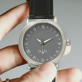Zwart-wit  Papa Monogrammed Horloge