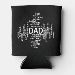 Zwart-wit papa typografie Word Cloud Blikjeskoeler