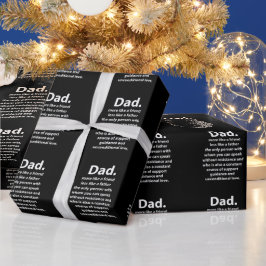 Zwart-wit papa vader citaat verjaardag cadeaupapier