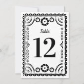 Zwart & Wit Papel Picado Bruiloft Tafel Nummer Kaart (Voorkant)
