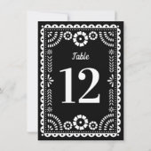 Zwart & Wit Papel Picado Bruiloft Tafel Nummer Kaart (Achterkant)