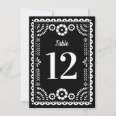 Zwart & Wit Papel Picado Bruiloft Tafel Nummer Kaart (Voorkant)