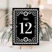 Zwart & Wit Papel Picado Bruiloft Tafel Nummer Kaart