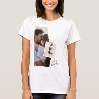 Zwart-wit papier bruiloft Jubileum T-shirt