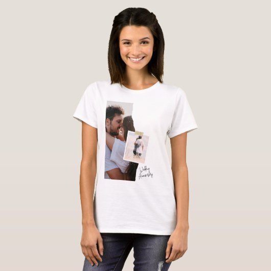 Zwart-wit papier bruiloft Jubileum T-shirt (Voorkant volledig)