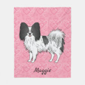 Zwart-wit papier, luidop op roze harten fleece deken (Voorkant)