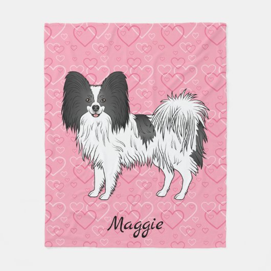 Zwart-wit papier, luidop op roze harten fleece deken (Voorkant)