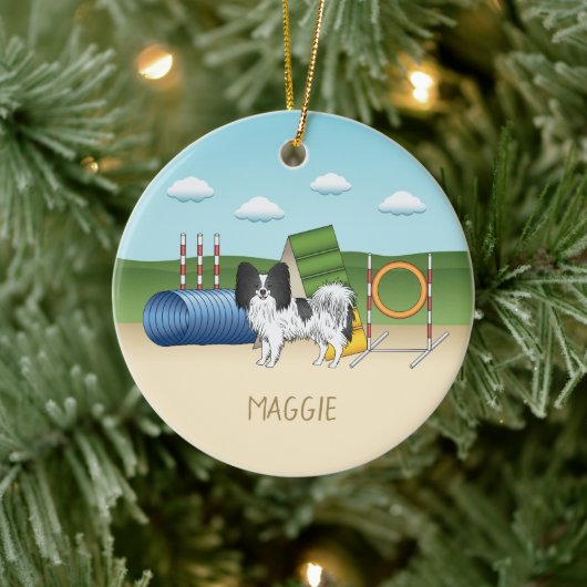 Zwart-wit papier met flexibele apparatuur keramisch ornament (Boom)