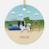 Zwart-wit papier met flexibele apparatuur keramisch ornament (Voorkant)