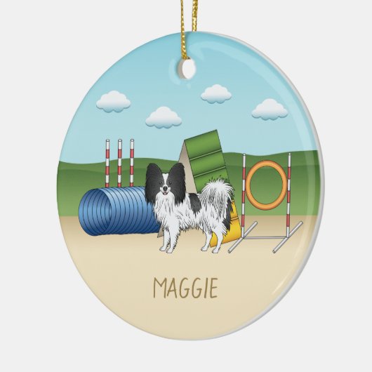 Zwart-wit papier met flexibele apparatuur keramisch ornament (Links)