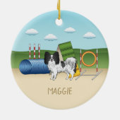 Zwart-wit papier met flexibele apparatuur keramisch ornament (Achterkant)