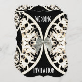 Zwart-wit papier, snijdvocht bruiloft kaart (Voorkant / Achterkant)