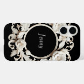 zwart-wit papieren bloem frame Iphone 16 hoesje (Achterkant (horizontaal))