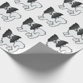 Zwart-wit Papillon Cute Cartoon Hond Patroon Cadeaupapier (Hoek)