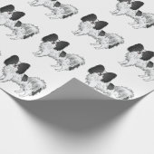 Zwart-wit Papillon Cute Cartoon Hond Patroon Cadeaupapier (Hoek)