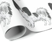 Zwart-wit Papillon Cute Cartoon Hond Patroon Cadeaupapier (Rol Hoek)