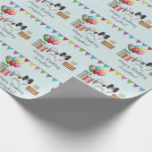 Zwart-wit Papillon Dog kleurrijke verjaardag Cadeaupapier (Hoek)