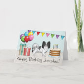 Zwart-wit Papillon Dog kleurrijke verjaardag Kaart (Voorkant)