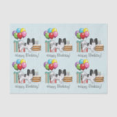 Zwart-wit Papillon Dog kleurrijke verjaardag Tissuepapier (Voorkant)