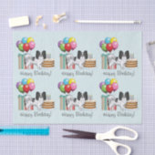 Zwart-wit Papillon Dog kleurrijke verjaardag Tissuepapier (Craft)