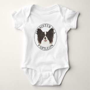 Zwart & Wit Papillon Hond Grote Zus Romper
