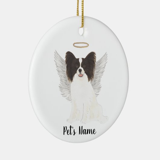 Zwart & Wit Papillon Sympathie Herdenking Keramisch Ornament (Rechts)