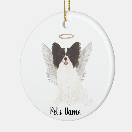 Zwart & Wit Papillon Sympathie Herdenking Keramisch Ornament (Links)