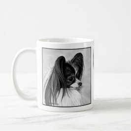 Zwart-wit Papillon Tekening van Glenda Harlan Koffiemok