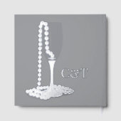 Zwart & Wit Parel Champagne Glazen bruiloft Gastenboek (Achterkant)