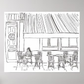 Zwart-wit Parijs Café Poster (Voorkant)