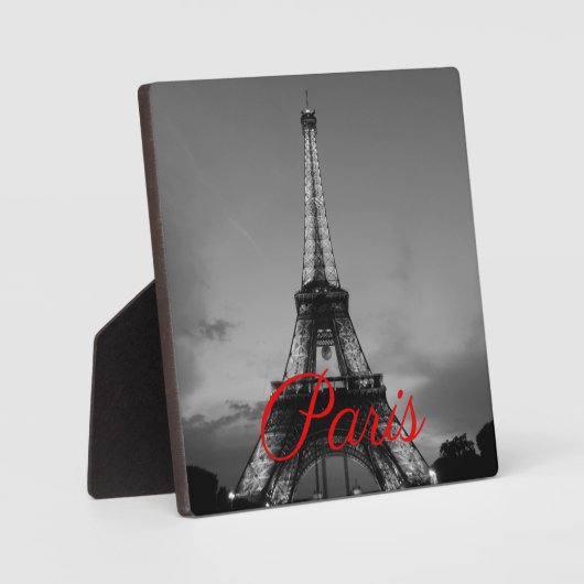 Zwart Wit Parijs City Night Eiffeltoren Europees Fotoplaat (Voorkant)