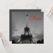 Zwart Wit Parijs City Night Eiffeltoren Europees Kaart (Voorkant / Achterkant in situ)