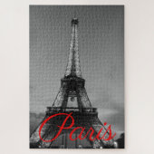 Zwart Wit Parijs City Night Eiffeltoren Europees Legpuzzel (Verticaal)