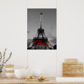 Zwart Wit Parijs City Night Eiffeltoren Europees Poster (Keuken)
