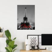 Zwart Wit Parijs City Night Eiffeltoren Europees Poster (Thuiskantoor)
