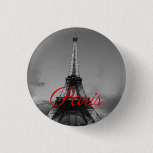 Zwart Wit Parijs City Night Eiffeltoren Europees Ronde Button 3,2 Cm