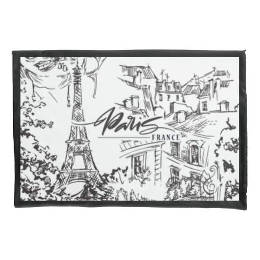 Zwart-wit Parijs Eiffel Toile Kussensloop (Voorkant)