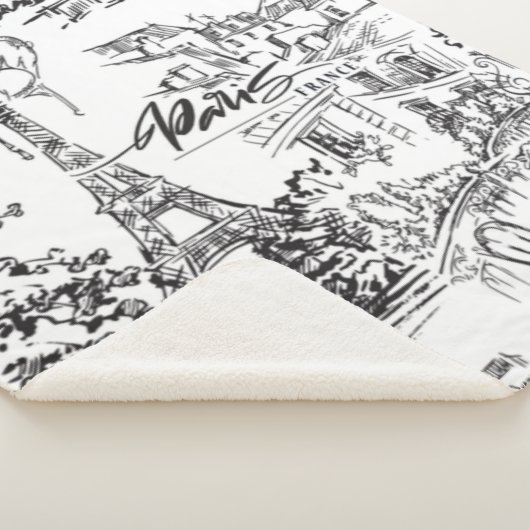 Zwart-wit Parijs Eiffel Toile Sherpa Deken (3/4)