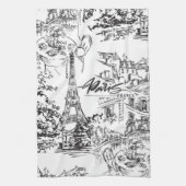 Zwart-wit Parijs Eiffel Toile Theedoek (Verticaal)