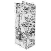 Zwart-wit Parijs Eiffel Toile Wijn Cadeautas (Voorkant Gekanteld)