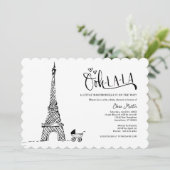 Zwart Wit Parijs Frans Baby shower Uitnodiging (Staand voorkant)