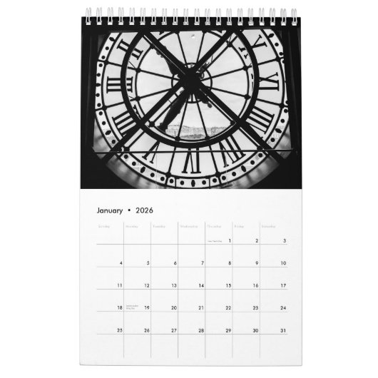 Zwart-wit Parijs Home Decor Kalender (Jan 2026)