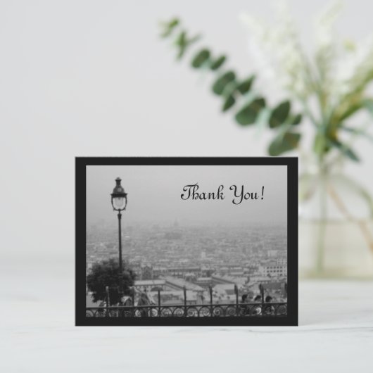 Zwart-wit Parijs Scene Dank u Briefkaart (Staand voorkant)