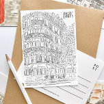 Zwart-wit Parijse hoek Briefkaart<br><div class="desc">Prachtig geïllustreerd zwart-wit briefkaart met een mooie schilderachtig hoek van Parijs,  Frankrijk.</div>
