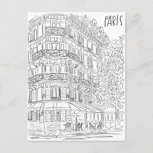 Zwart-wit Parijse hoek Briefkaart (Voorkant)