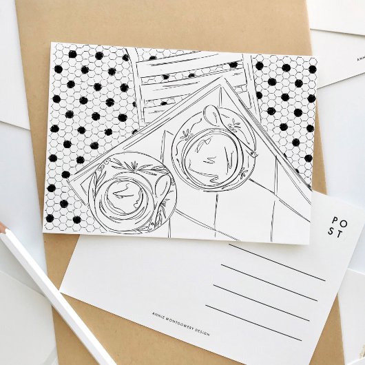 Zwart-wit Paris Bistro Briefkaart