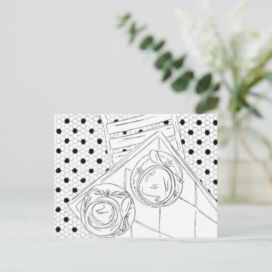 Zwart-wit Paris Bistro Briefkaart (Staand voorkant)